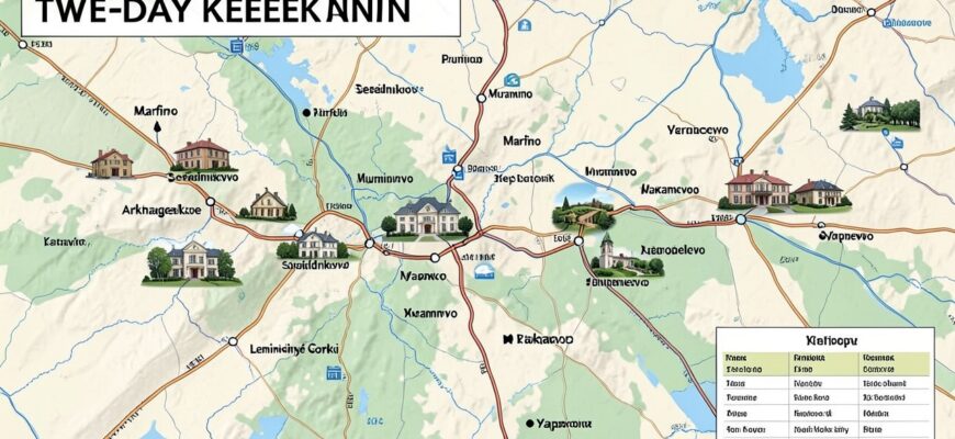 Карта маршрута двухдневной поездки по усадьбам Подмосковья