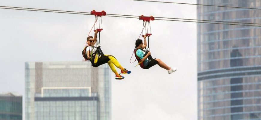 Воздушная трасса Zipline на Воробьевых горах